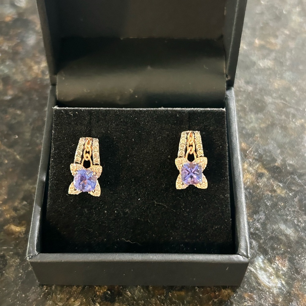 Tanzanite and Diamond Earrings - Picture 5 of 6